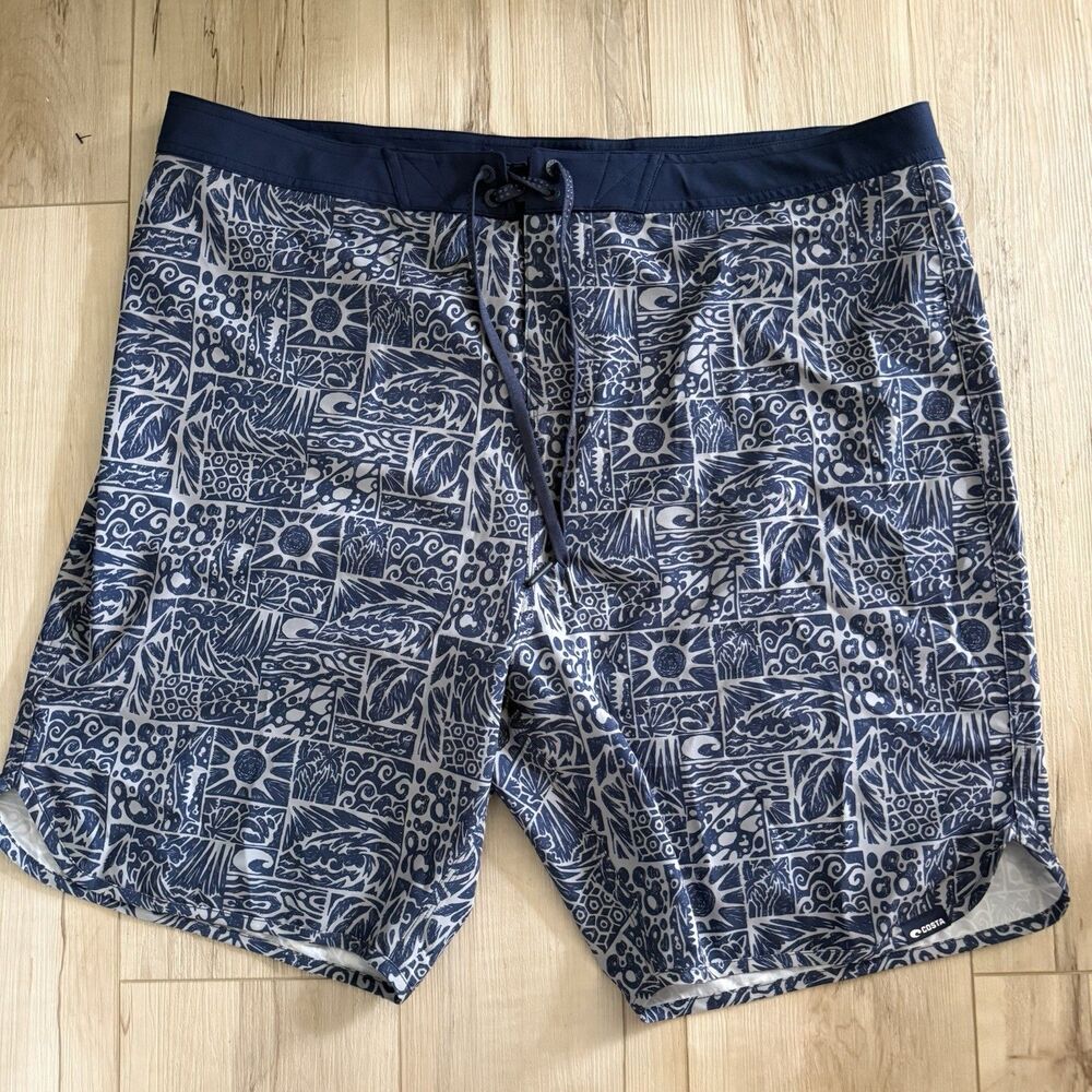 NWT Costa Dawn  Board Short Swim Trunks Gray Blue Wave Surf  Men’s 38